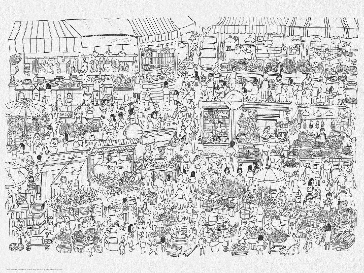 Street Market Hong Kong open-air market poster
